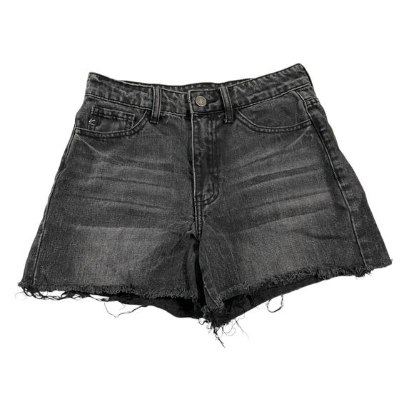 Kancan Womens Jean Shorts Size 3 Washed Black Mid Rise Cut Off Demim Shorts - Picture 1 of 10